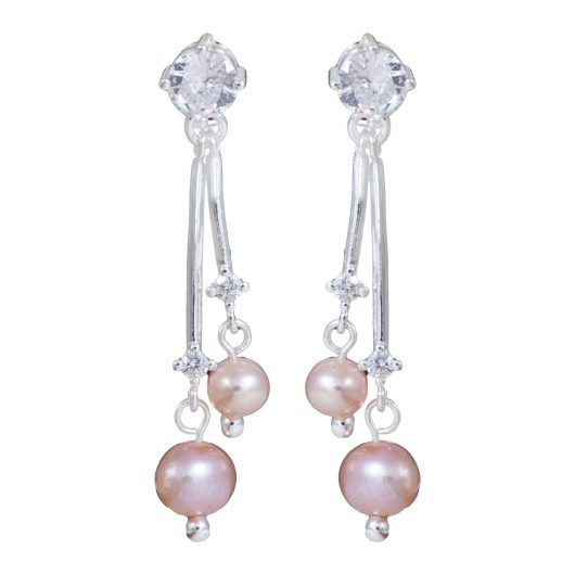 Double Pearl Crystal Drop Earrings