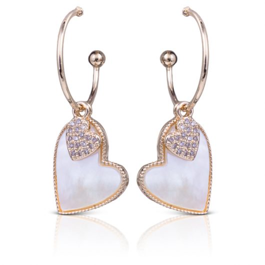 Mother of Pearl Dangle Heart Earrings