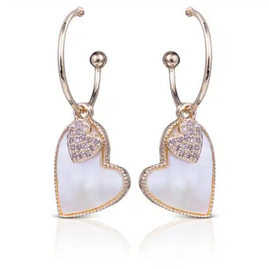 Mother of Pearl Dangle Heart Earrings