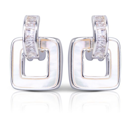 Square CZ/Mother of Pearl Earrings