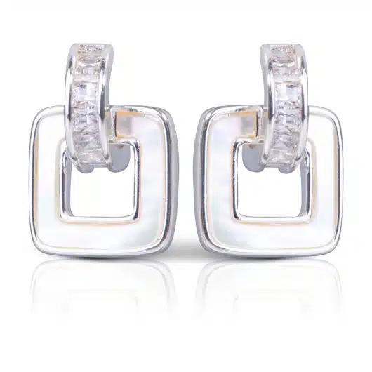 Square CZ/Mother of Pearl Earrings