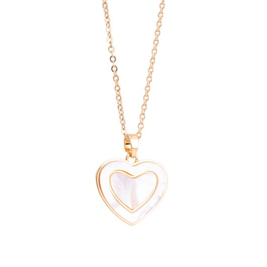 Mother of Pearl Filled Heart Necklace