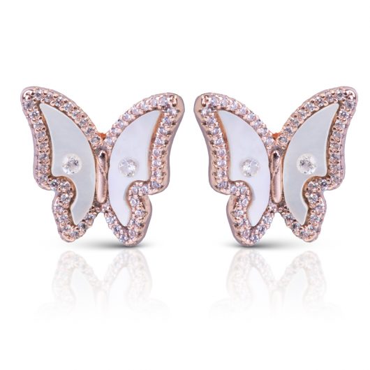 CZ/Mother of Pearl Butterfly Earrings