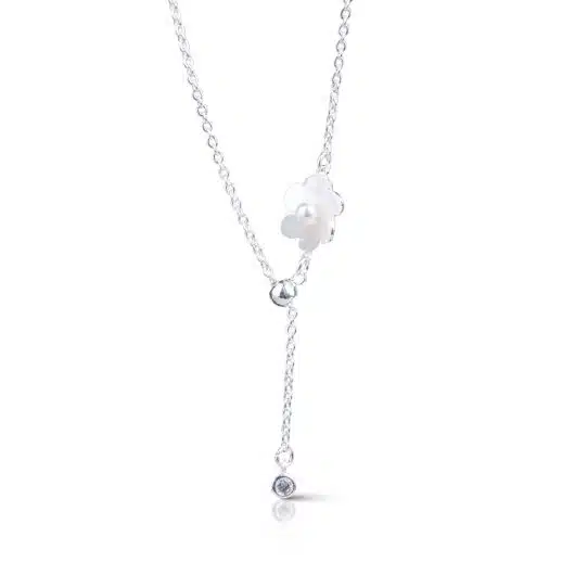 Fan Flower CZ/Mother of Pearl Necklace