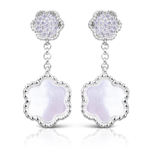CZ/Mother of Pearl Clover Earrings