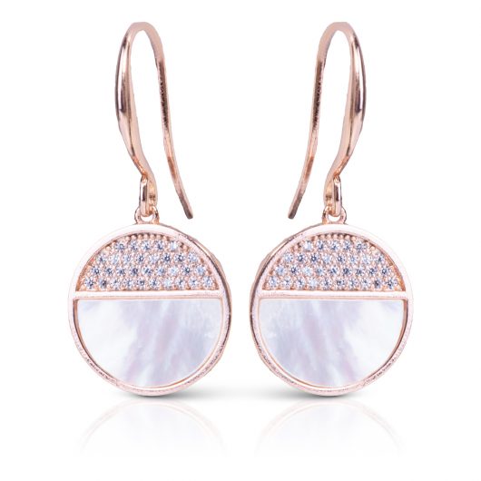 CZ/Mother of Pearl Disc Earrings