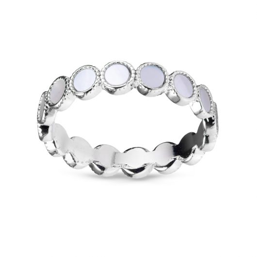 Mother of Pearl Eternity Circles Ring Size 7 in Silver