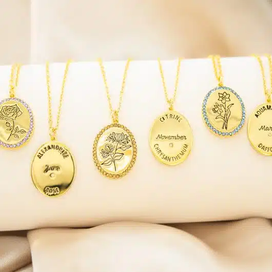 Gold Birthstone Flower Necklace