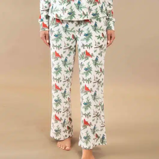 Winter Birds Pajama Pants | Cardinal and Blue Jay PJ Bottoms