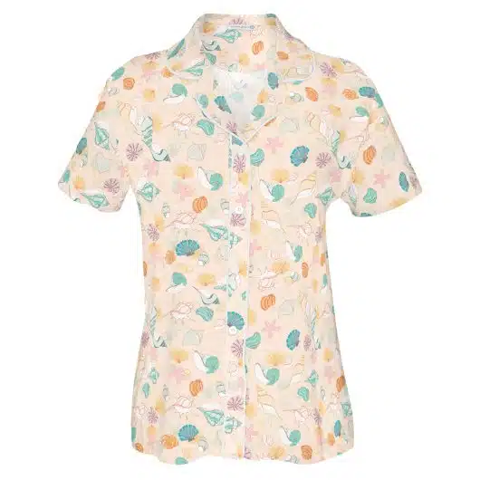 Shells In The Sand Pajama Top | Tan Coastal Beach PJs