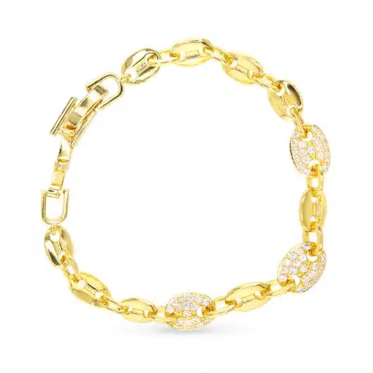 Gold CZ Mariner Link Bracelet