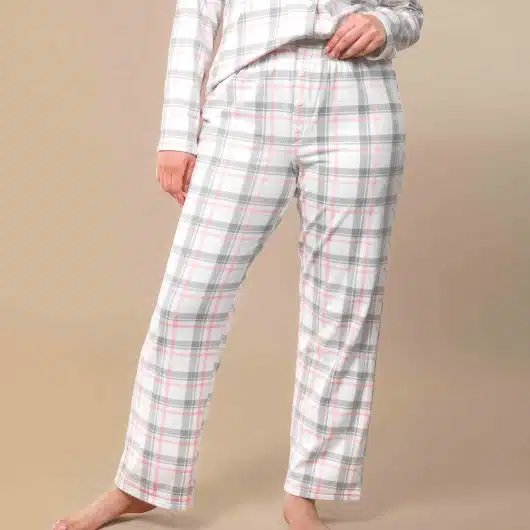 Pink and Grey Plaid Pajama Pants | Cloud Plush PJ Bottoms