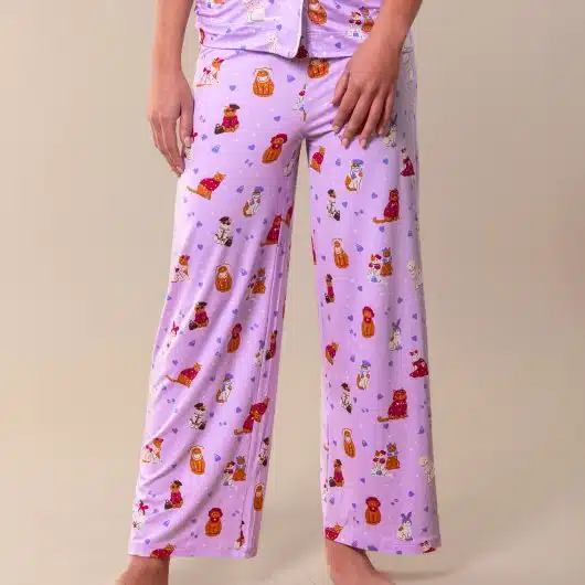 Cattitude Pajama Pants | Purple Kitty Cat PJ Bottoms