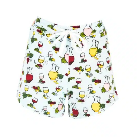 Wine Tasting Pajama Shorts | Blue Drinks PJ Bottoms - Image 5
