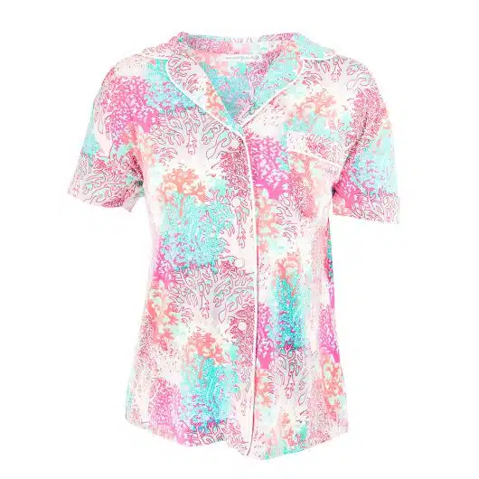 Pastel Coral Pajama Top | Pink Coastal PJs For Women - Image 2