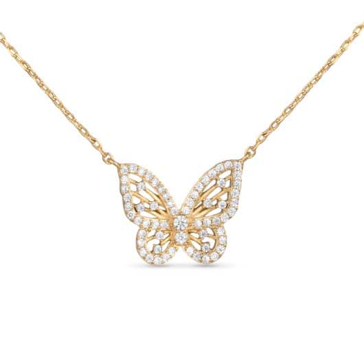 Delicate CZ Butterfly Necklace - Gold