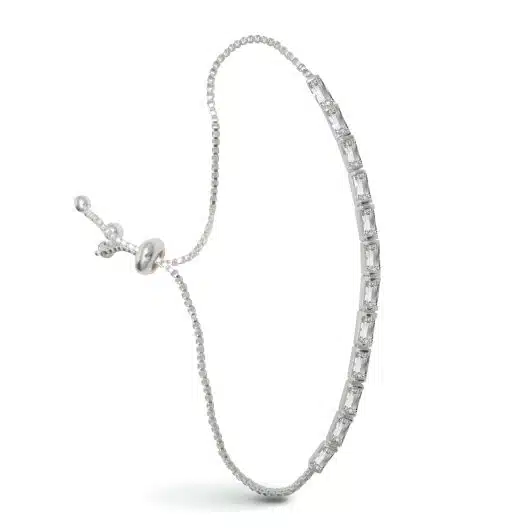 12 Baguette CZ Bracelet - Silver