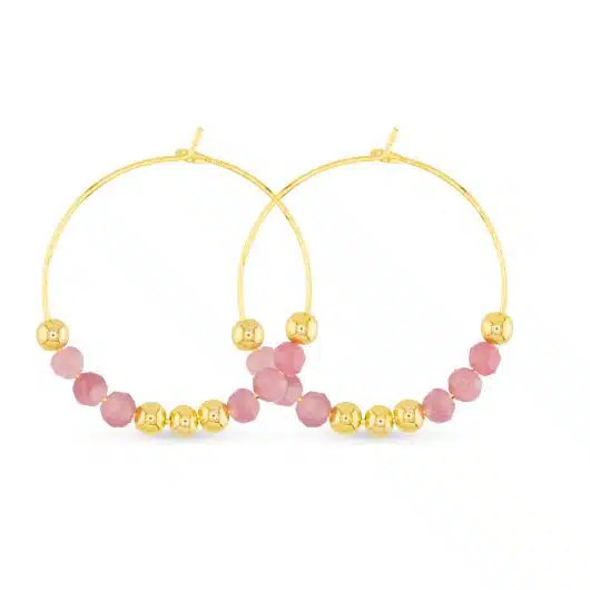 Gold Beaded Hoop Earrings