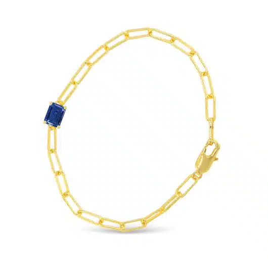 Gold Paperclip CZ Bracelet - Image 2