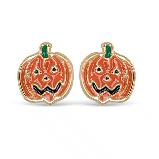 Gold Pumpkin Enamel Earrings