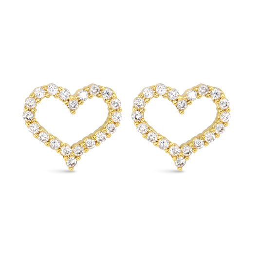 Pave Heart Earring - Gold