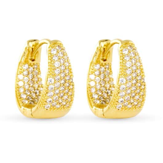 Pave Hoop Earring - Gold