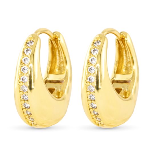 Single Row CZ Hoop Earring - Gold