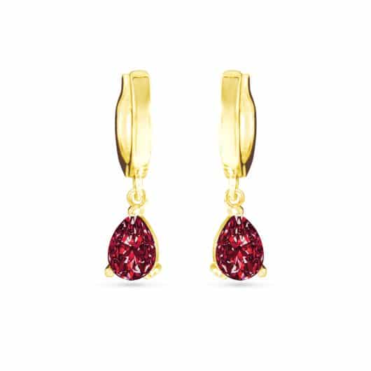 Garnet Hoop Earring - Gold