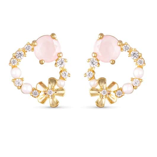 Floral Flat Hoop Earring - Gold