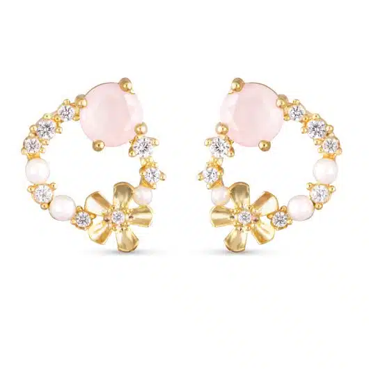 Floral Flat Hoop Earring - Gold