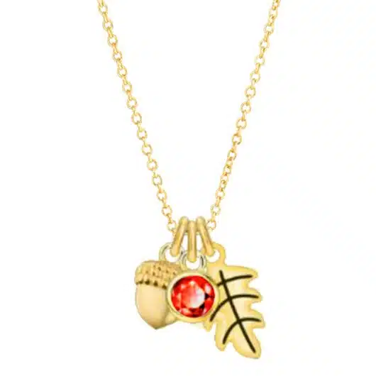 Gold CZ Fall Leaf & Acorn Necklace