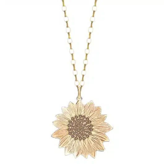 Gold CZ Sunflower Necklace