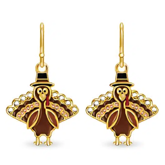Gold Enamel Turkey Earrings