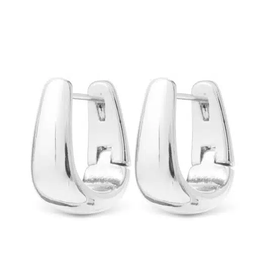 Silver Polished Edna Elongated Huggie Earrings