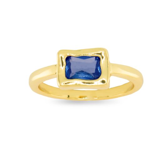 Gold Sapphire CZ Ring
