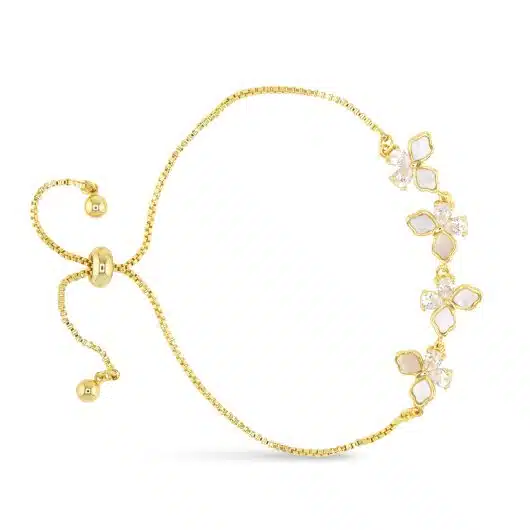 Gold MOP & CZ Butterfly Pull-Cord Bracelet