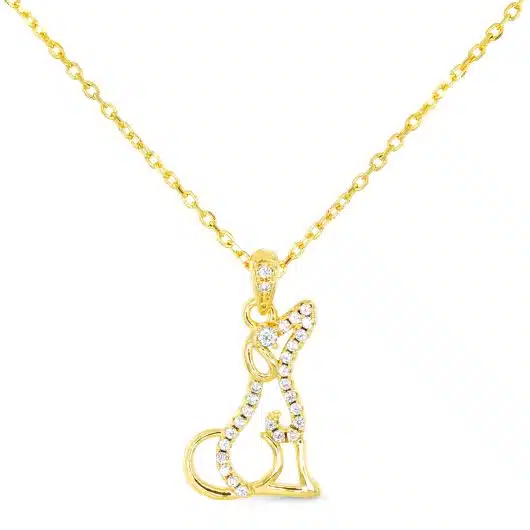 Gold CZ Dog Silhouette Necklace