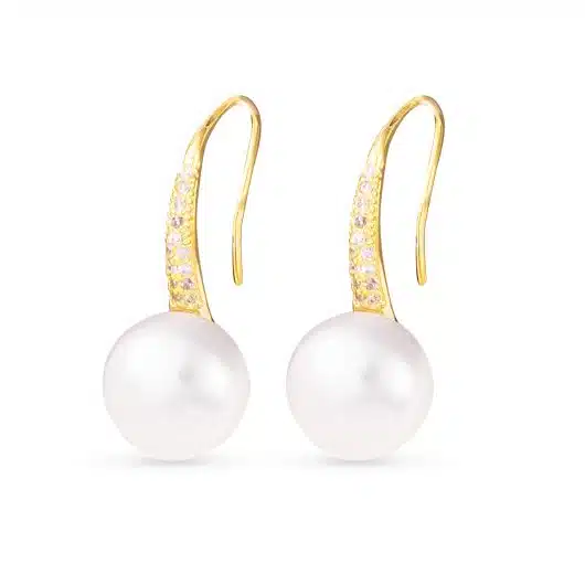 Pearl Stud Hoop Earrings - Gold