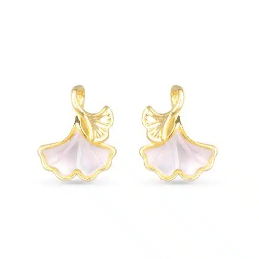 MOP Ginkgo Leaf Earrings - Gold