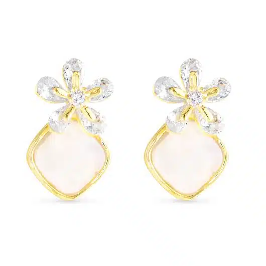 MOP CZ Gold Earring