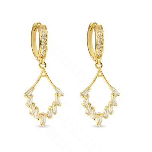 Gold Dangle Earrings- Clear