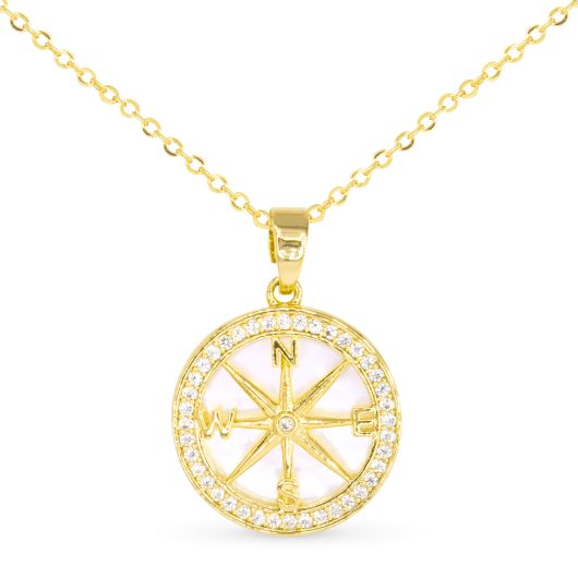 CZ & MOP Compass Necklace