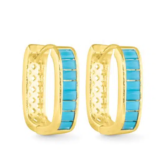 Turquoise Rectangle Hoop Earrings