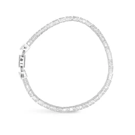 CZ Channel Set Princess Tennis Bracelet - Image 2