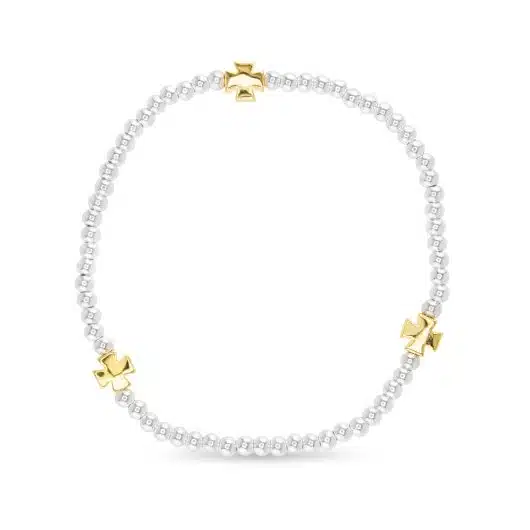 Stackable Beaded Bracelets with Gold Crosses - Image 2