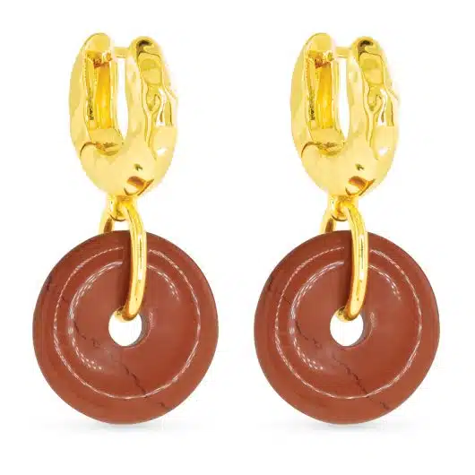 Gold Enamel Round Earrings