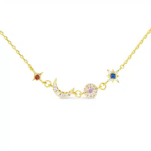 Gold CZ Celestial Necklace