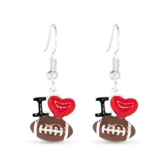 Silver I Love Sports Earrings