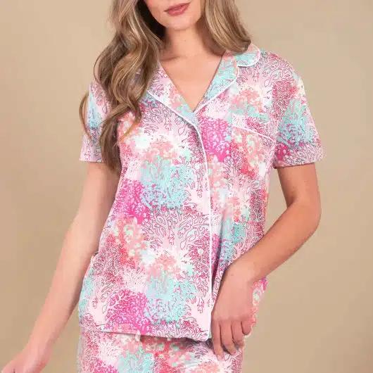 Pastel Coral Pajama Top | Pink Coastal PJs For Women