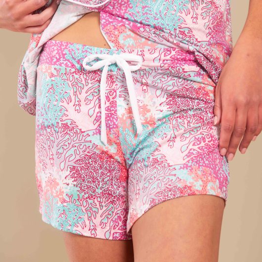 Pastel Coral Pajama Shorts | Pink Coastal PJ Bottoms
